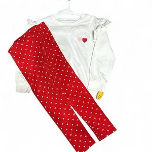 Girls Red and White Heart  Set 5T NWT